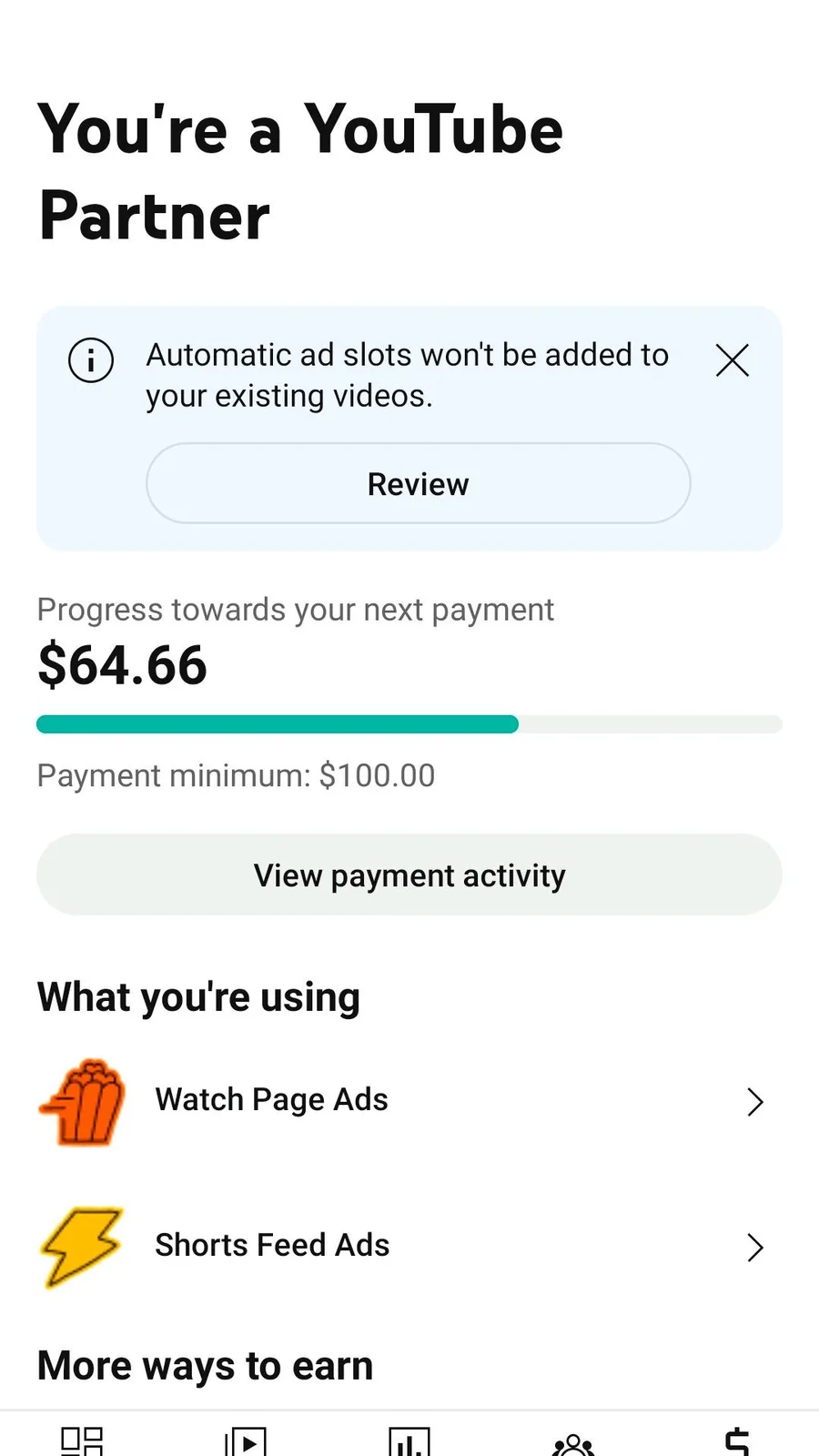 Channel dashboard shared by Josh